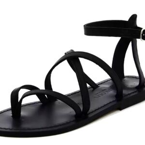 K. Jacques Handmade St. Tropez Sandals - Black Leather 41/10 US